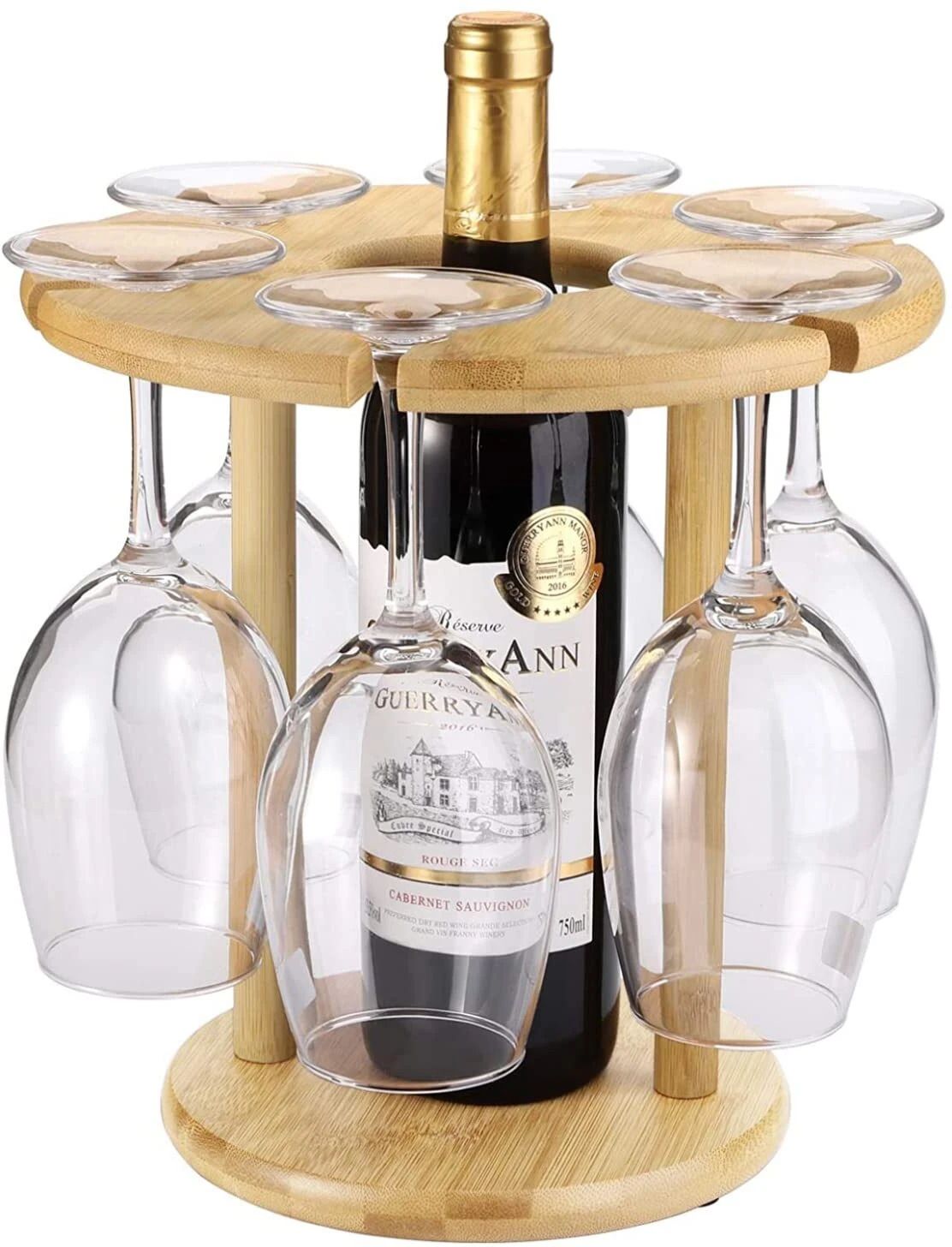 Wine Glass Rack Counter Table Top Bamboo Glass Holder-image-21