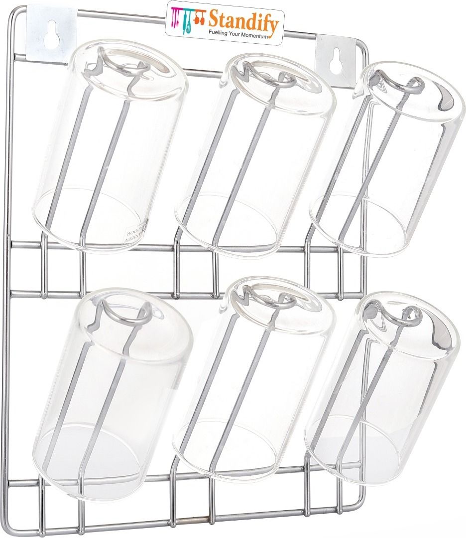 Stainless Steel Wall Mounted Glass & Tumbler Holder Stainless Steel Glass Holder-image-18