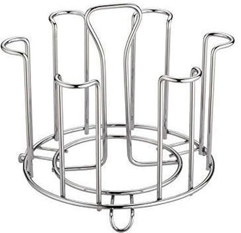 Stainless Steel Glass Holder for 6 Glasses – Heavy Duty Glass Stand Stainless Steel Glass Holder
