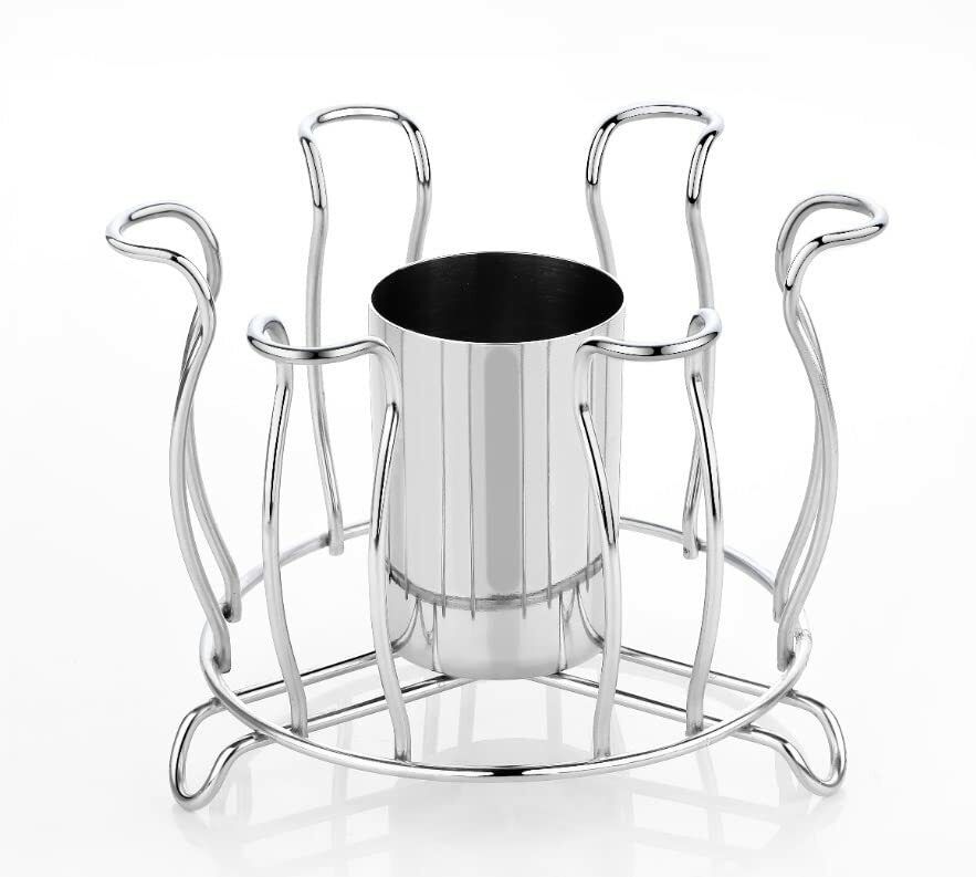 Steel Lotus Glass and Spoon Holder /Cutlery Glass Stand Steel Glass Holder Stainless Steel Glass Holder