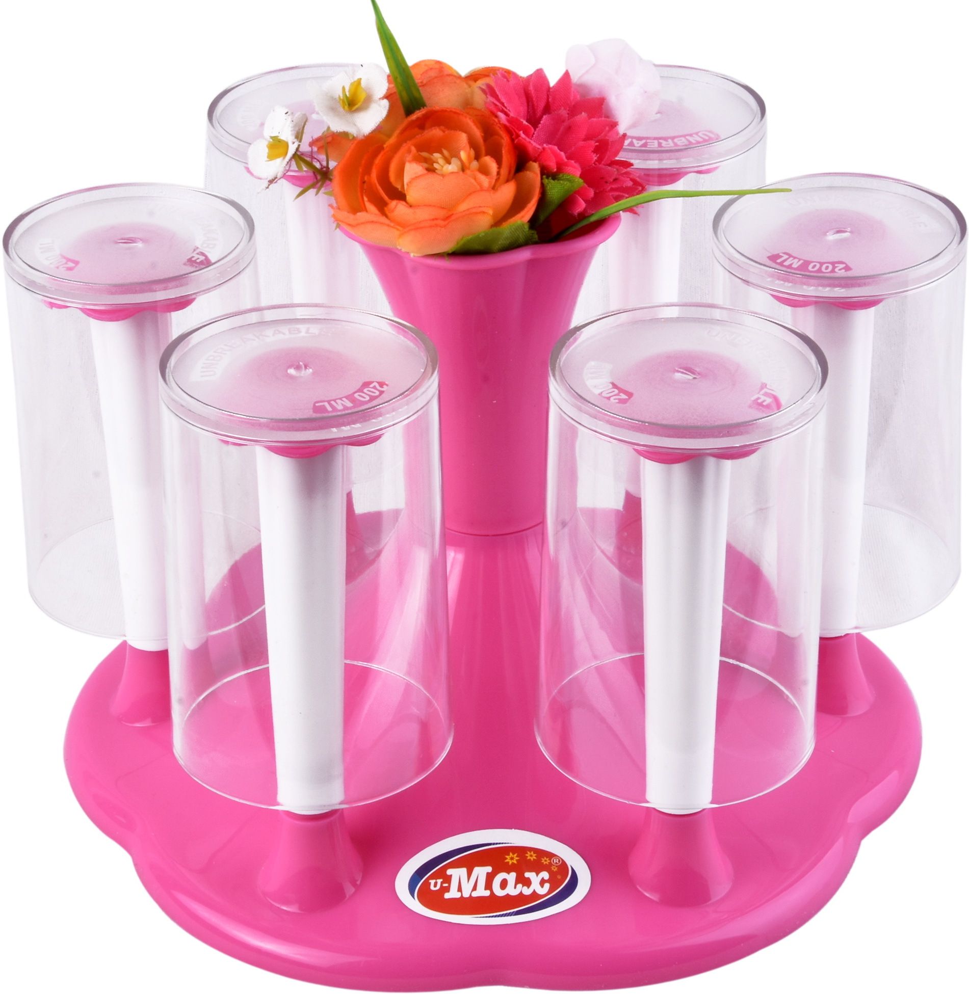 Plastic Glass Stand Holder – 6 Glass Capacity, Durable, Easy to Clean – Pink Plastic Glass Holder-image-7