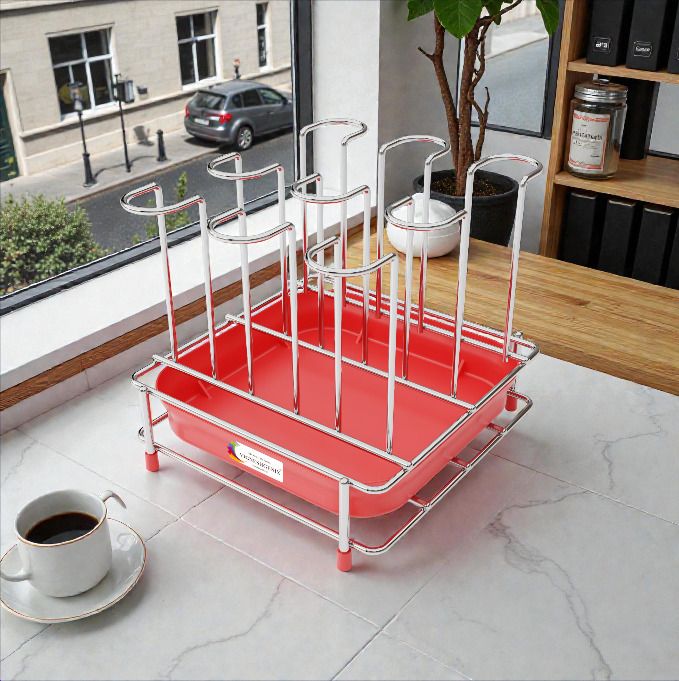 Multipurpose Stainless Steel Glass Drying Stand | 9 PCS Glass Organizer Stainless Steel Glass Holder