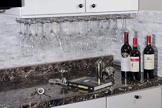 31071 Chrome Stemware Glass Rack Under Cabinet Wine Glass Hanger Storage Iron Glass Holder-image-13