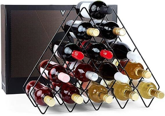 218990 Metal Brushed Wine Rack, Freestanding Bottle Holder Iron Glass Holder-image-49