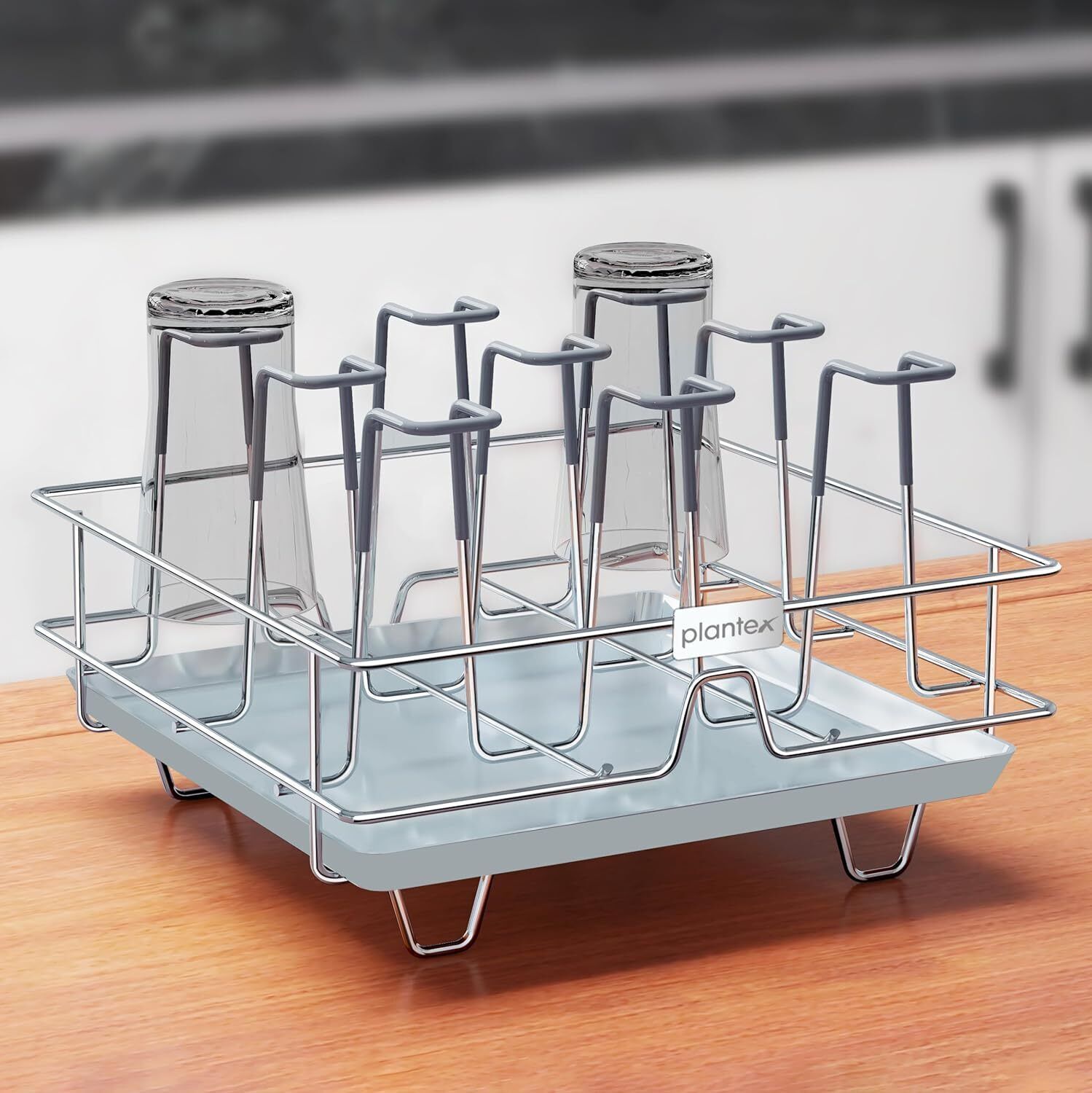Stainless Steel 9 Glass Stand with Detachable Drain Tray/Cup Holder for Kitchen Stainless Steel Glass Holder-image-47