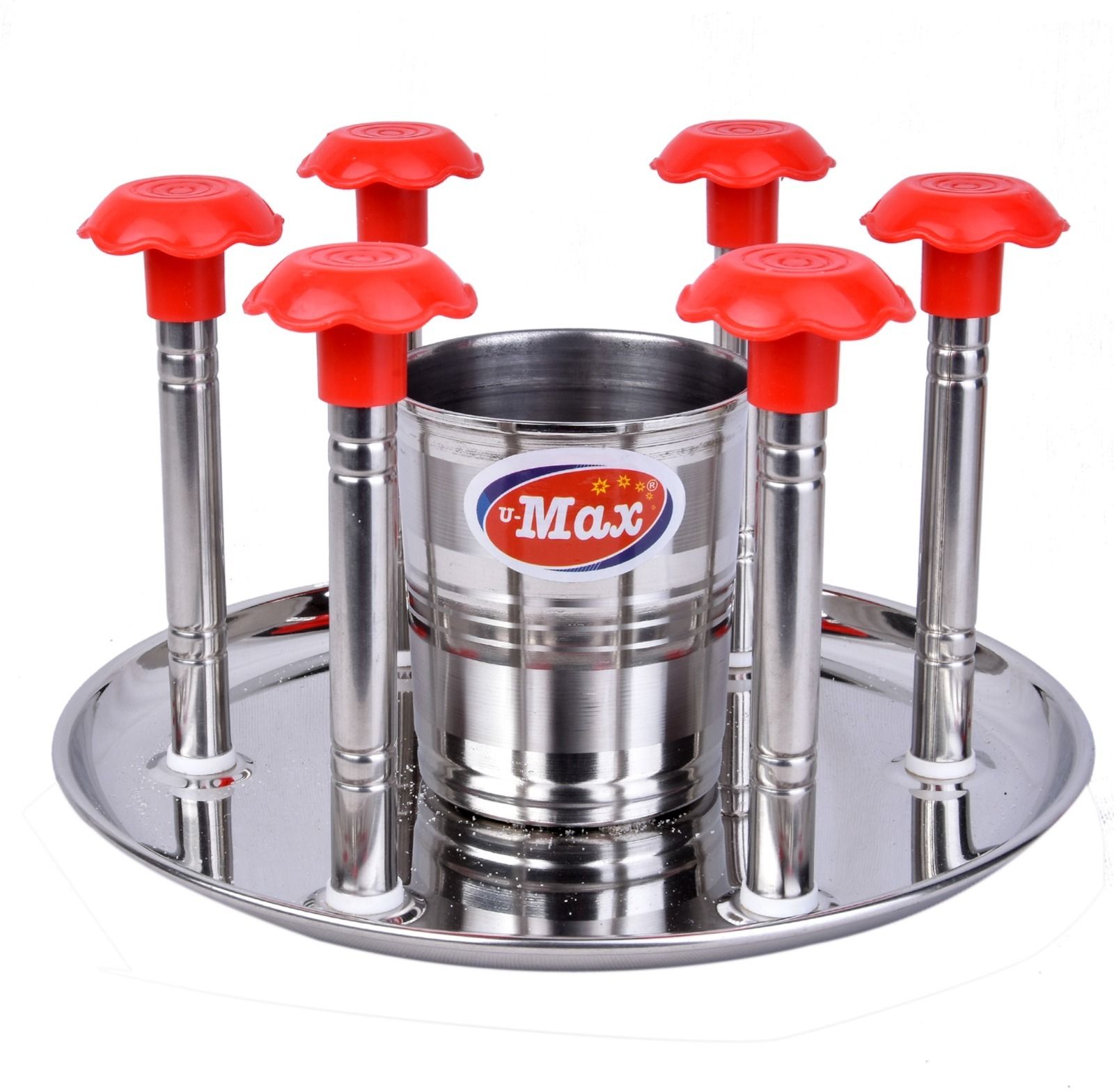 U-MAX Stainless Steel Glass Stand & Spoon - Cutlery Stand/Holder for Kitchen Stainless Steel Glass Holder-image-28
