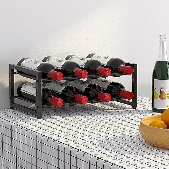 20512 Classic 8 Bottle Wine Rack Countertop, Storage Wine Rack Iron Glass Holder-image-20