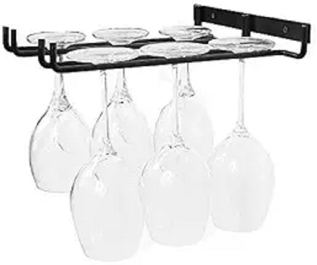 indian decor 41122 Wine Glass Holder Rack Under Cabinet,Wall Mounted Metal Glasses Iron Glass Holder-picture-10