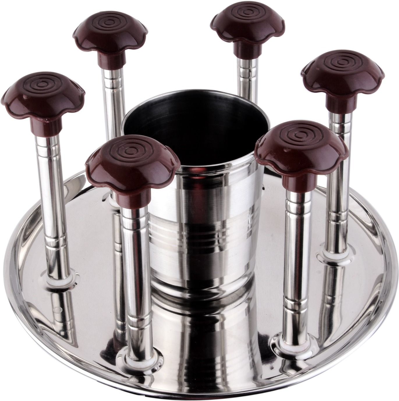 Stainless Steel Glass and Spoon Holder Stand with Spoon Cutlery Organiser(Brown) Stainless Steel Glass Holder-image-35