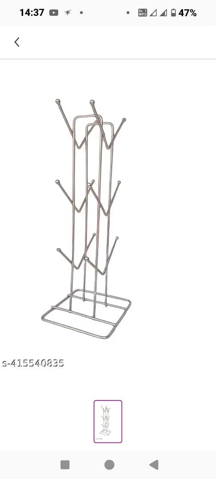 6-Cup Mug Tree Stand, Black Ceramic Cups with Chrome Metal Holder, Countertop Iron Glass Holder-image-4