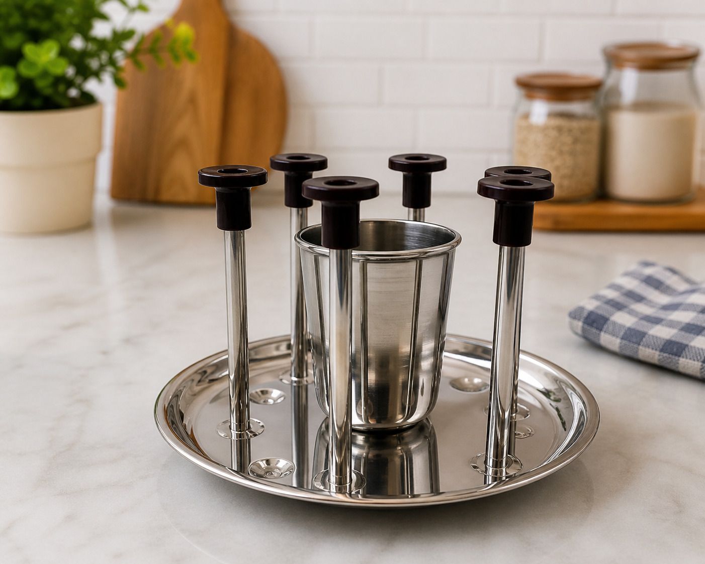 jay adhya shakti enterprise GS-SS-6Slot Stainless Steel Glass Holder-picture-17