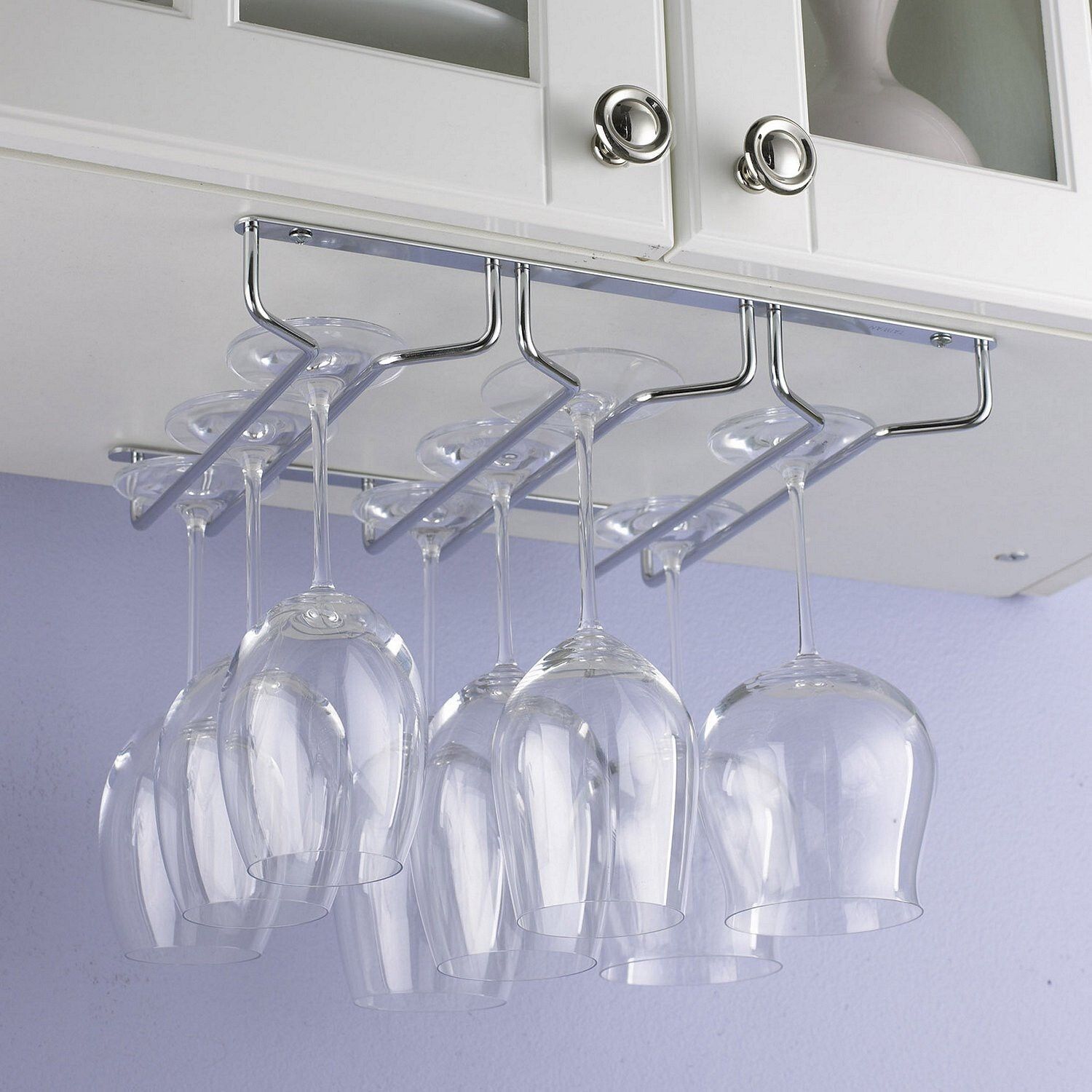 Wine Glass Rack/Holder Upside Down Glass Hanging Organizer for Pubs/Kitchen/Bars (L15.5 x W13 Inches - Triple Line) Stainless Steel Wine Rack-image-10