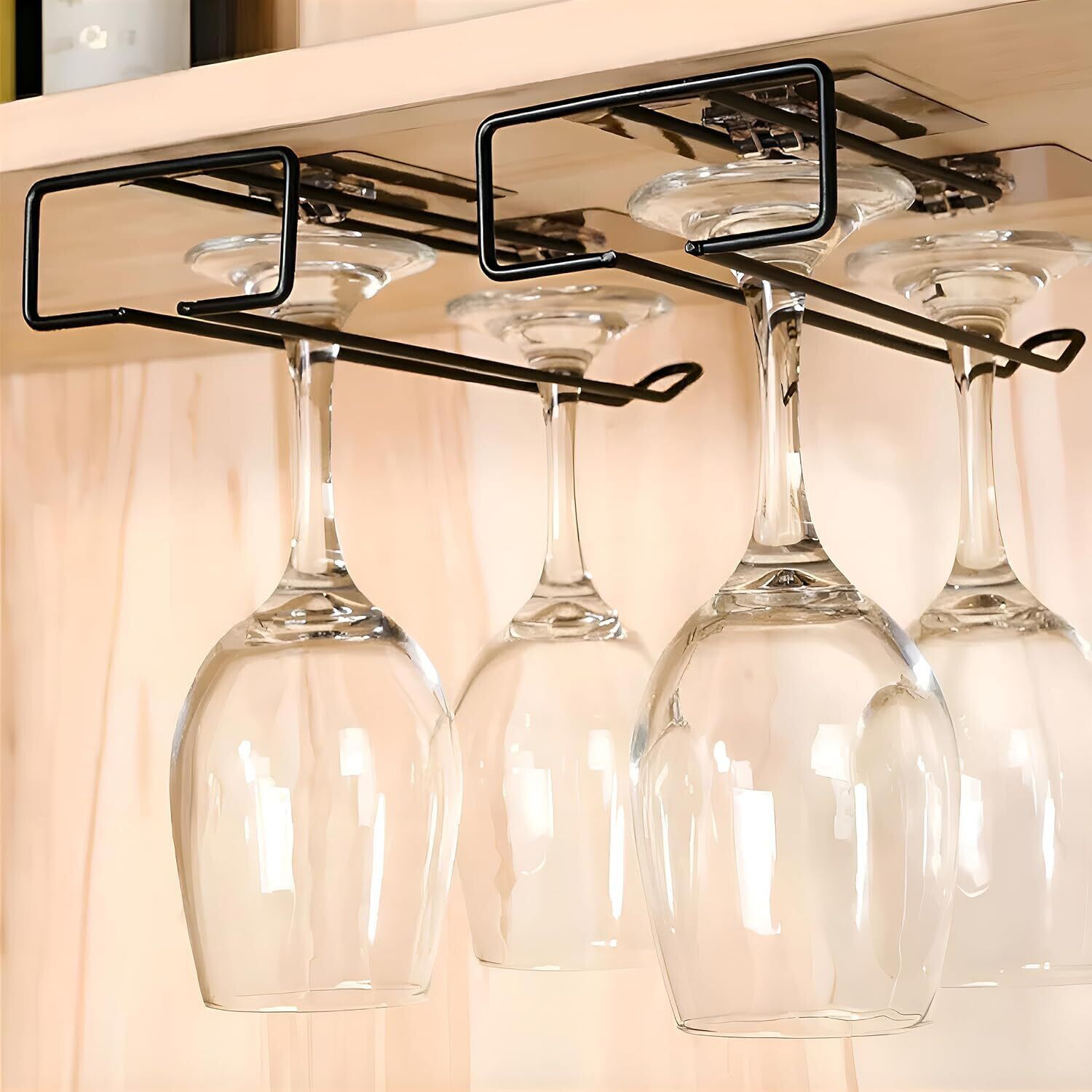 2 PC Self-Adhesive Wine Glass Rack/Holder – Upside Down Glass Hanging Organizer Steel Glass Holder-image-7