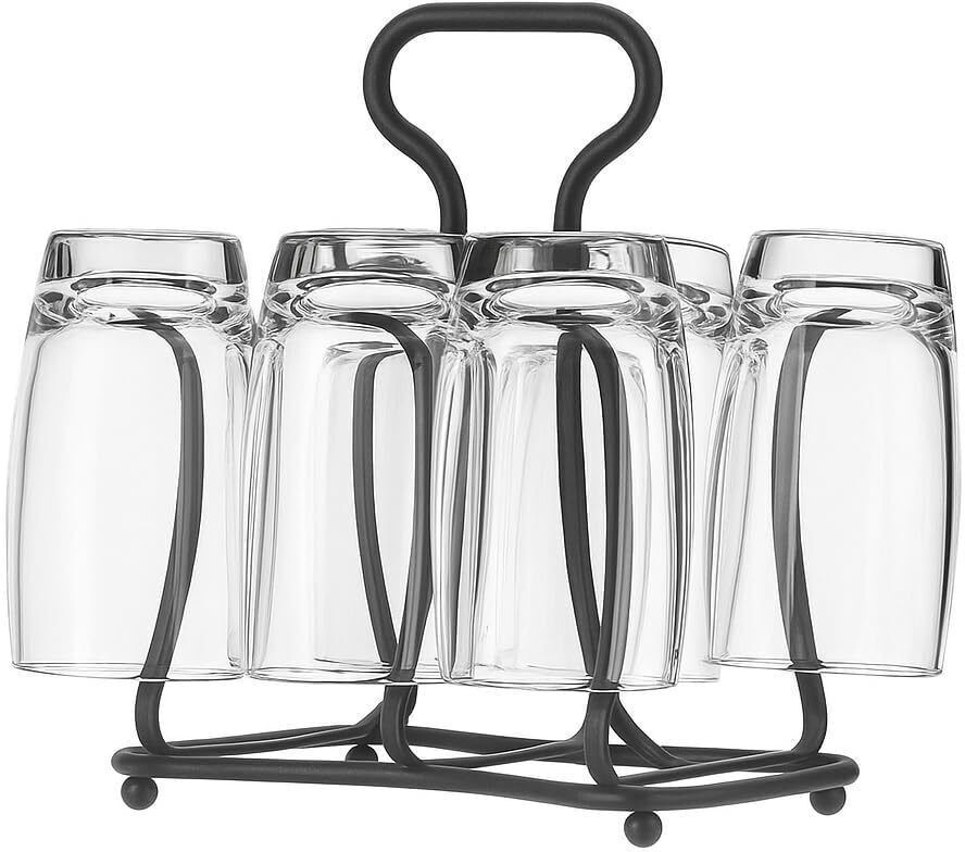 6 Glass Cup Stand for Kitchen & Dining Drinking Black Finish Iron Glass Holder