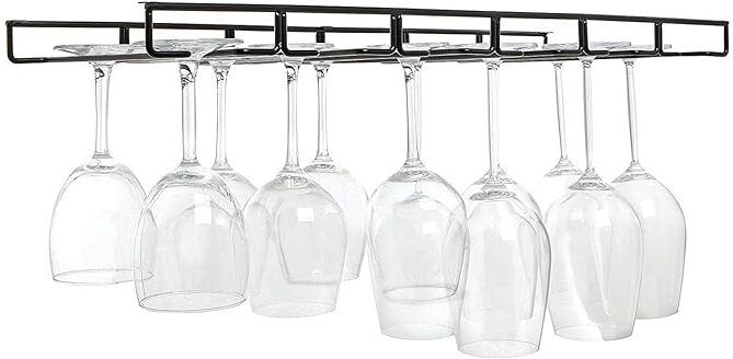 410001 Modern Black Metal Wire Under Cabinet Stemware Wine Glasses Iron Glass Holder-image-22