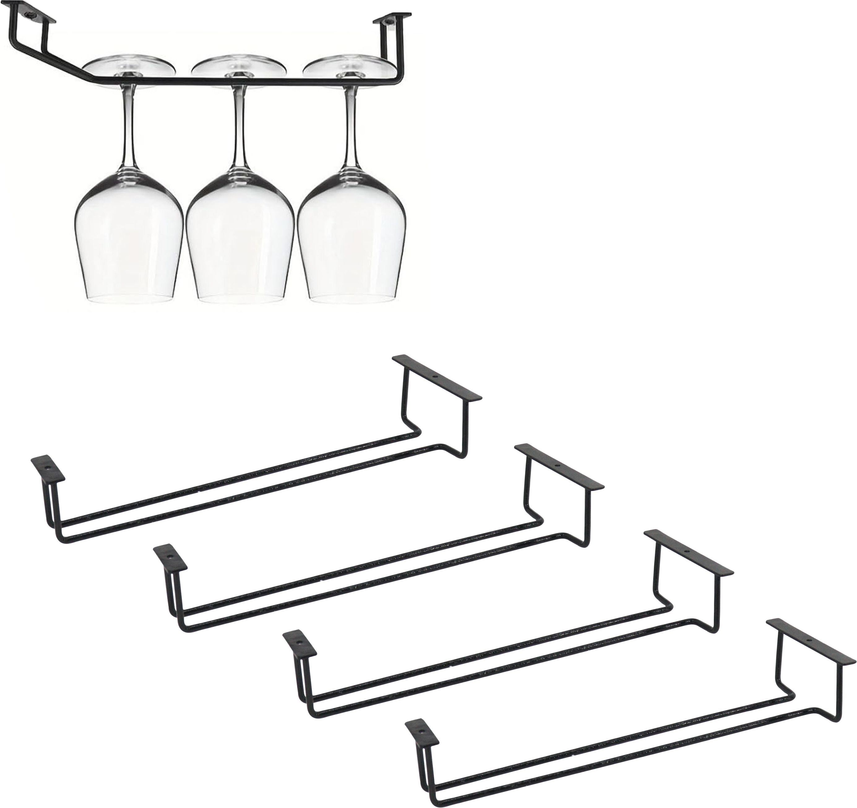 Premium Wine Glass Holder (Pack of 4), Under Cabinet Bar Wine Rack Glass Holders Steel Glass Holder