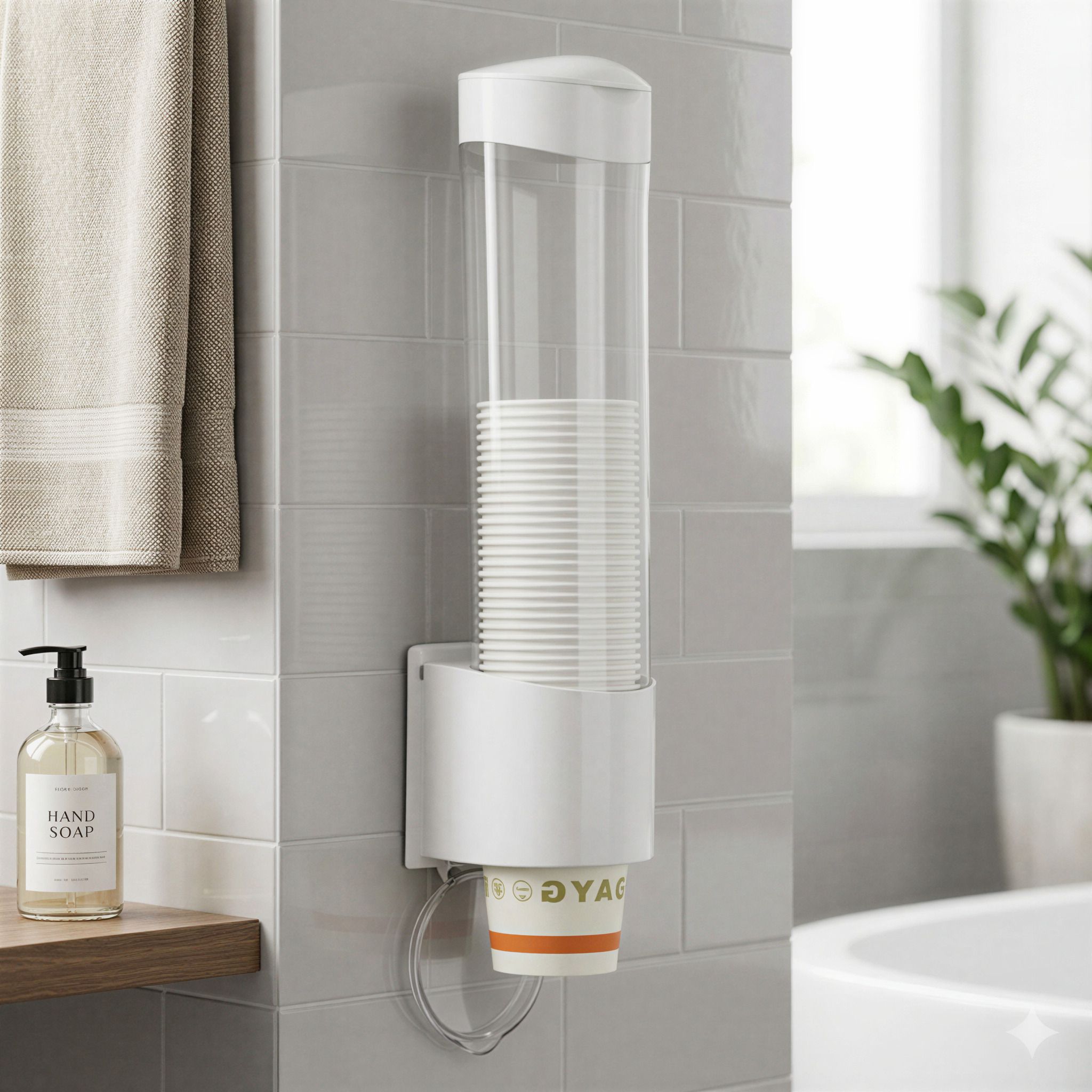 Wall Mounted Cup Dispenser & Glass Holder - High-Capacity (1, White) Plastic Glass Holder-image-15
