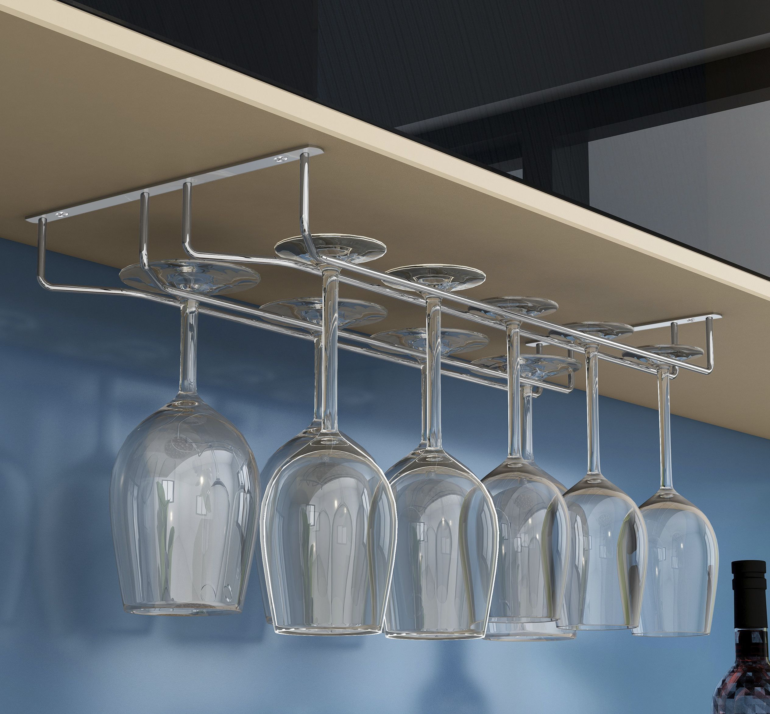 Holder Upside Down Hanging Organizer for Pubs/Kitchen/Bars (Double Line-Regular) Stainless Steel Wine Rack-image-29