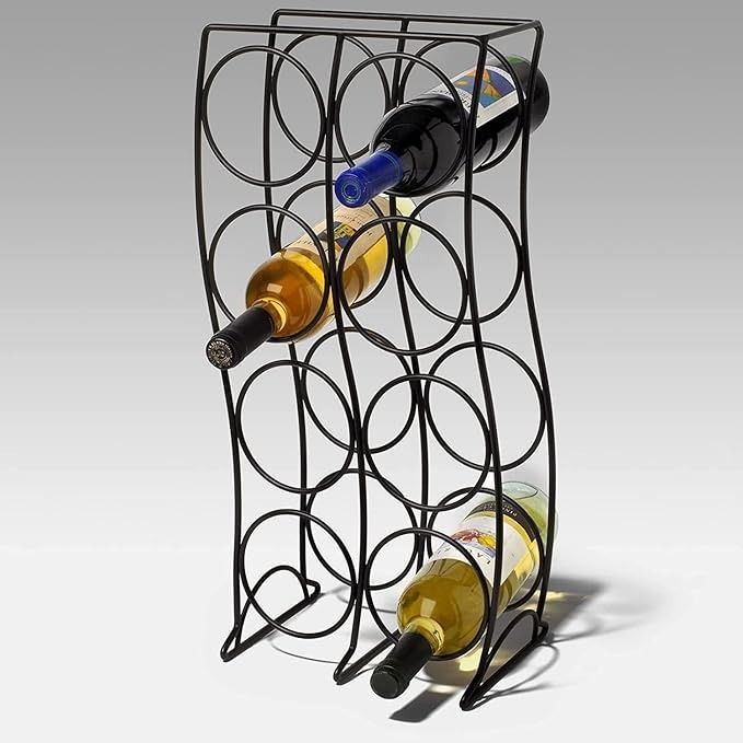Curve 8-Bottle Metal Wine Rack Bottle Holder, Black Iron Glass Holder, Wine Rack, Iron Holder, Dish Drainer, Utility Rack-image-26