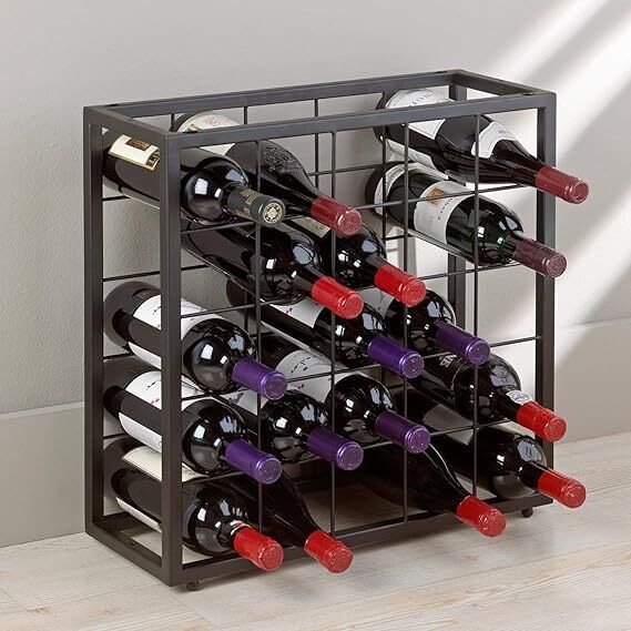 indian decor 10031 Wine Enthusiast Steel 25 Bottle Stackable Grid / Wine Storage Rack Iron Glass Holder-picture-2