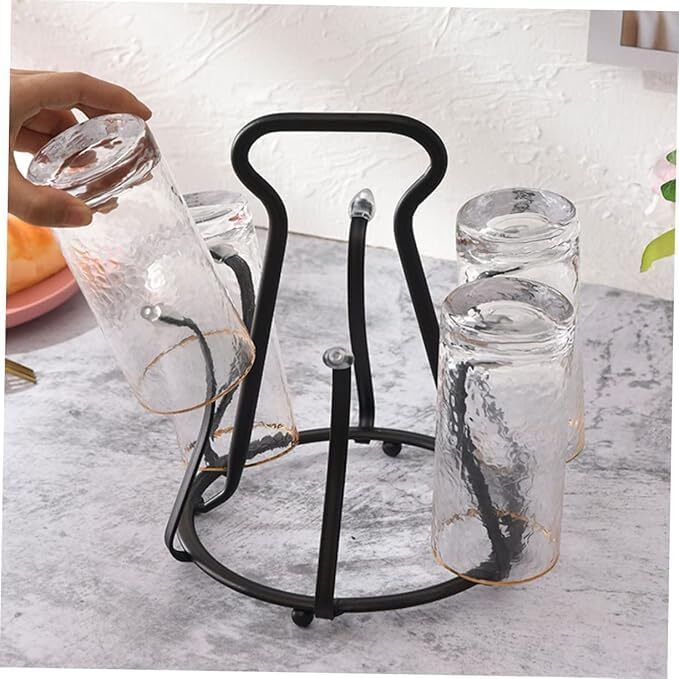 shn home decor Metal Tumbler & Cup Stand Rack for Kitchen & Dining 6 Round Iron Glass Holder-picture-17