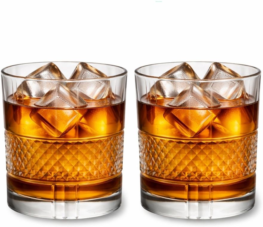 (Pack of 2) Premium Crystal Old Fashioned Whiskey Glasses Set of 2 Bar Glass for Drinking-ik Glass Set Whisky Glass-image-5