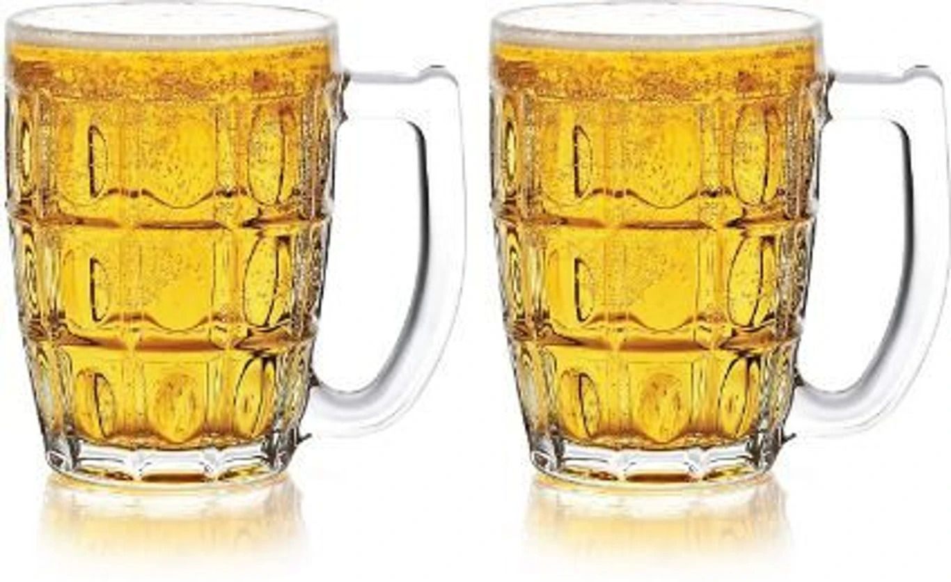 (Pack of 2) 400 ml beer mug ( set of 2) Glass Beer Mug-image-48
