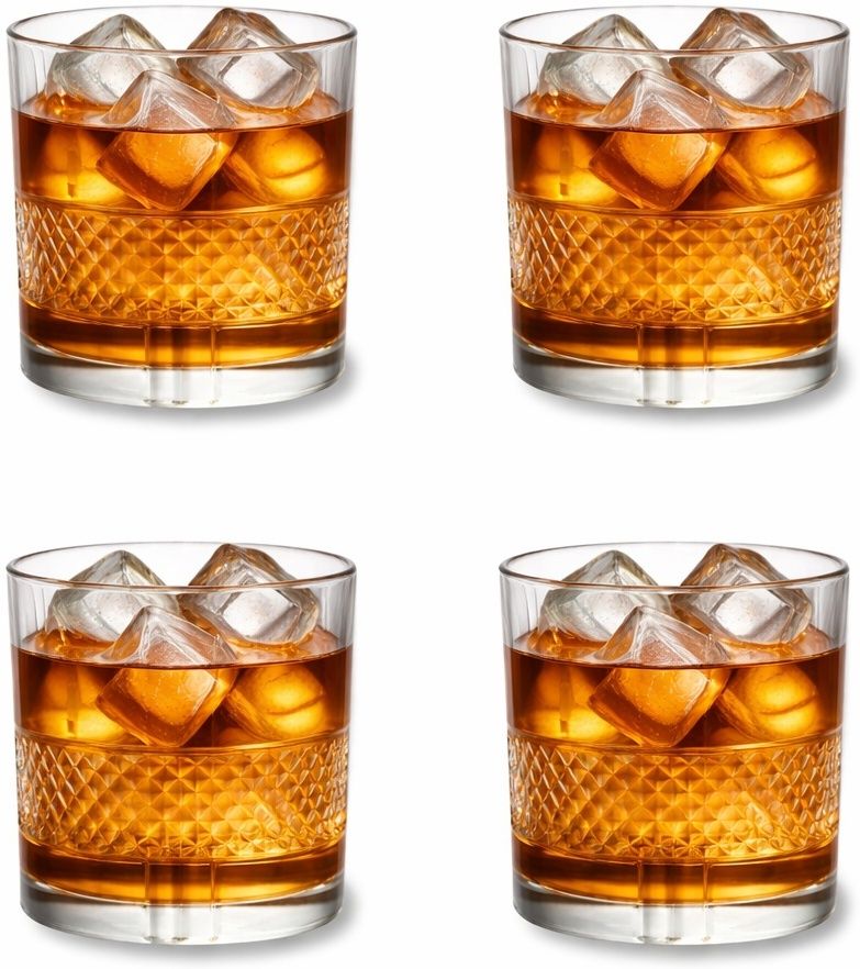 (Pack of 4) Premium Crystal Old Fashioned Whiskey Glasses Set of 4 Bar Glass for Drinking-pz Glass Set Whisky Glass-image-3