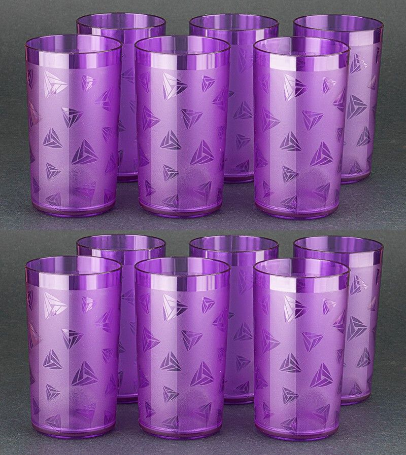 (Pack of 12) Pack of 12 Unbreakable Plastic Water Glass Set 300 ml Glass Set Water/Juice Glass
