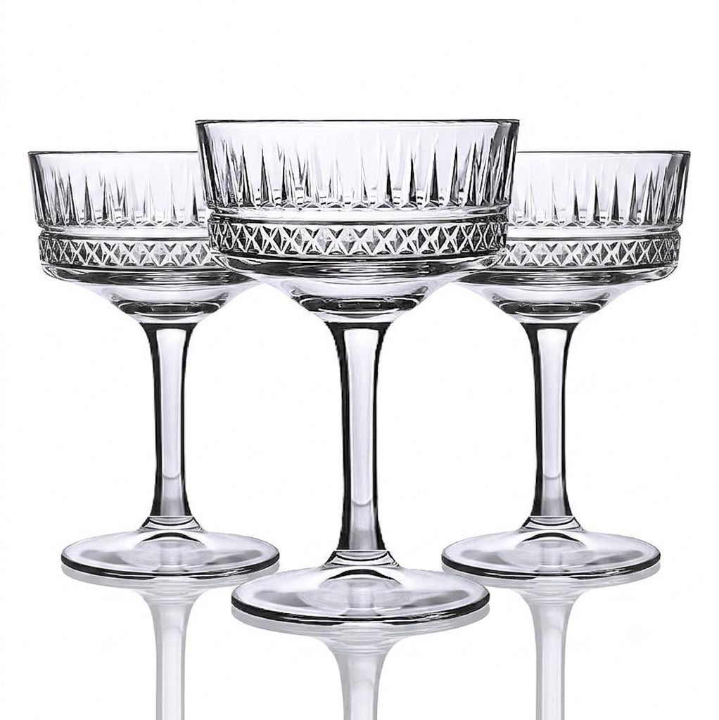 swayam jyoti enterprise (Pack of 3) Vintage Cut Crystal Coupe Cocktails Glass with Stem - Elegant Drinkware Glass Cocktail Glass-picture-21