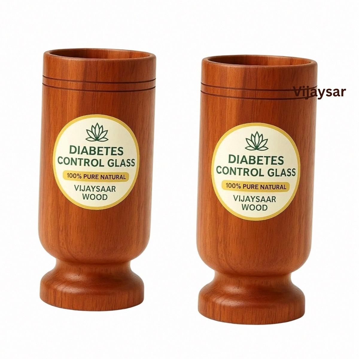 (Pack of 2) Diabetes Wooden Bottle | Advanced Vijaysar Glass Natural Health Support Line Glass Water/Juice Glass-image-17