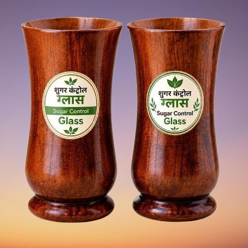 (Pack of 2) Wood glass for sugar control & Diabetes control | wood glass (pack of 2) Glass Water/Juice Glass-image-18