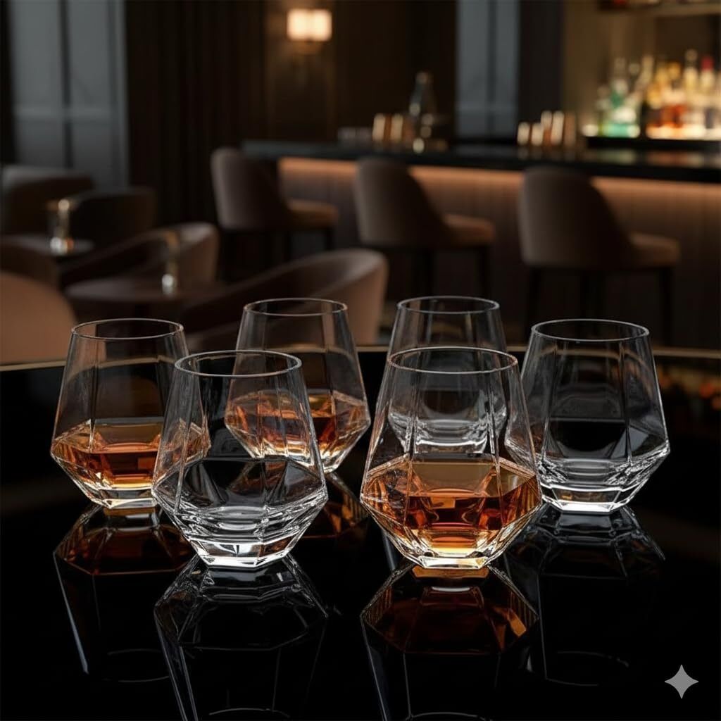 (Pack of 6) Premium Crystal Whiskey Glasses Tumbler with Gold Rim for Whisky, Scotch & Drink Glass Whisky Glass-image-47