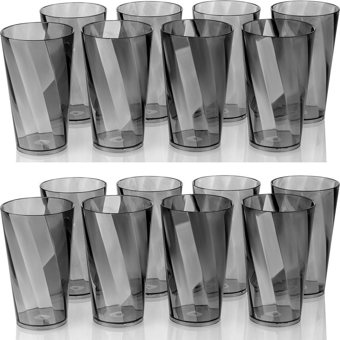 (Pack of 16) FK 16 Premium Quality Unbreakable Twist Designee Plastic Glass Set Water/Juice Glass-image-43