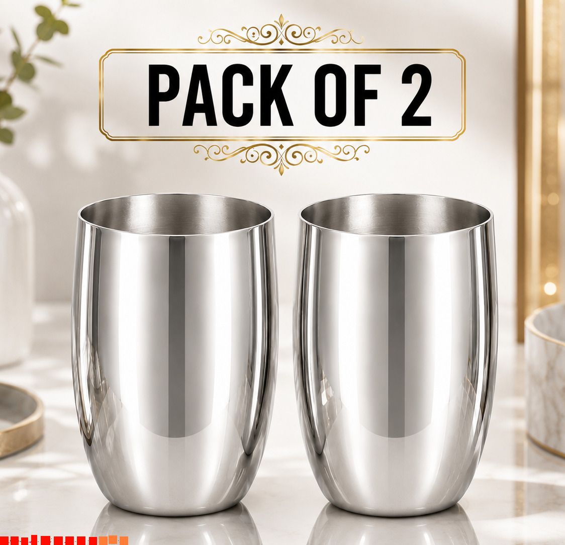 (Pack of 2) Stainless Steel Pack Of 2 Kulhad Glass Drinking Juice, Water & Milk Glass A4 Glass Set Water/Juice Glass-image-30