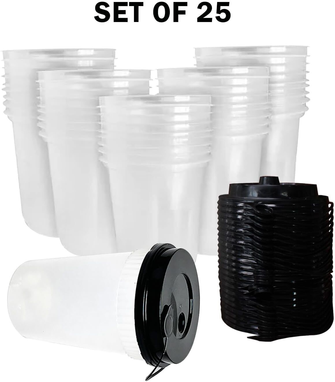 (Pack of 25) Disposerve Sipper Glass with Lid,Round Plastic Reusable,Spill-Proof for Beverage Glass Water/Juice Glass-image-29