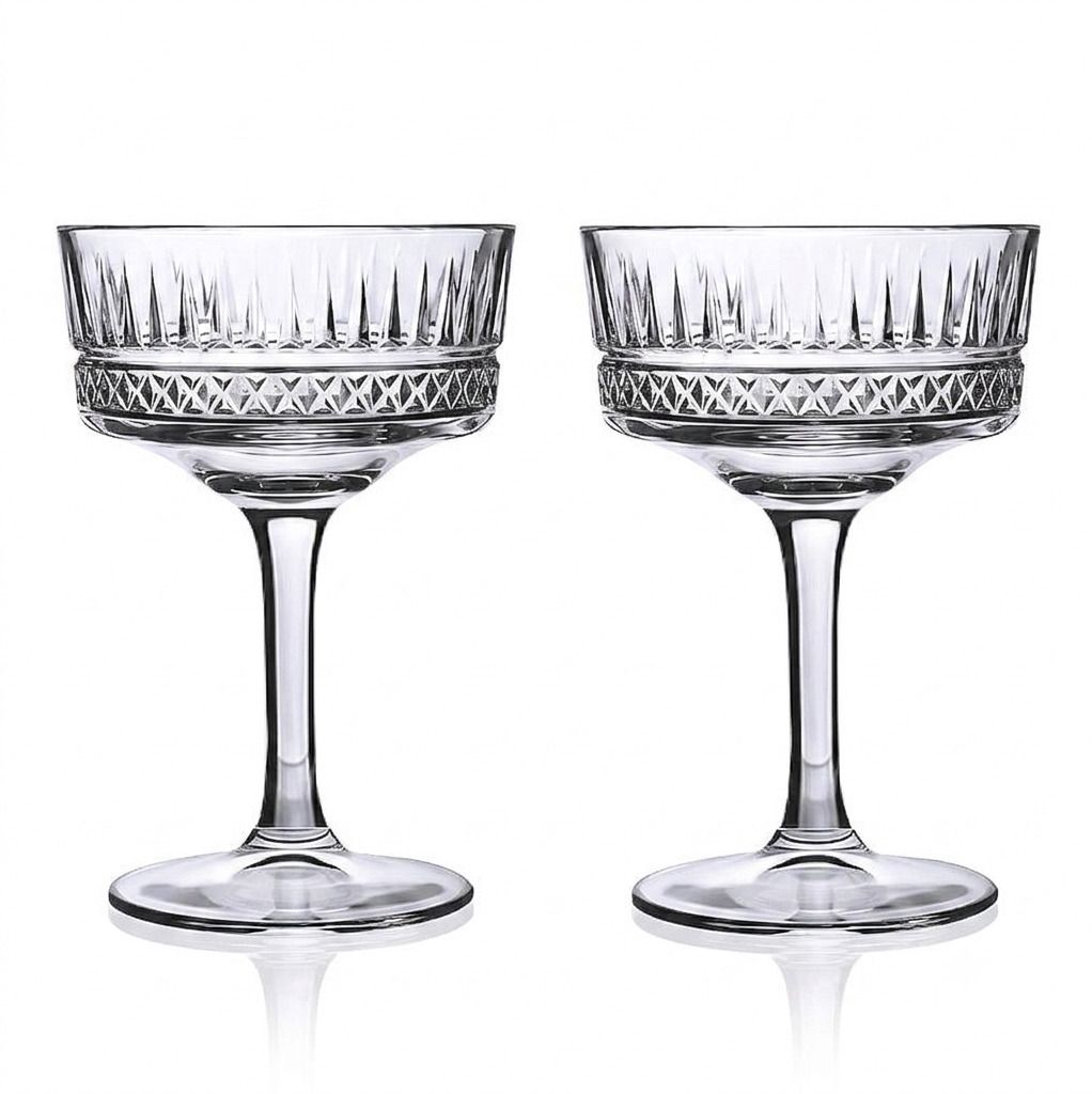 swayam jyoti enterprise (Pack of 2) Vintage Cut Crystal Coupe Cocktail Glass with Stem - Elegant Drinkwares Glass Cocktail Glass-picture-22