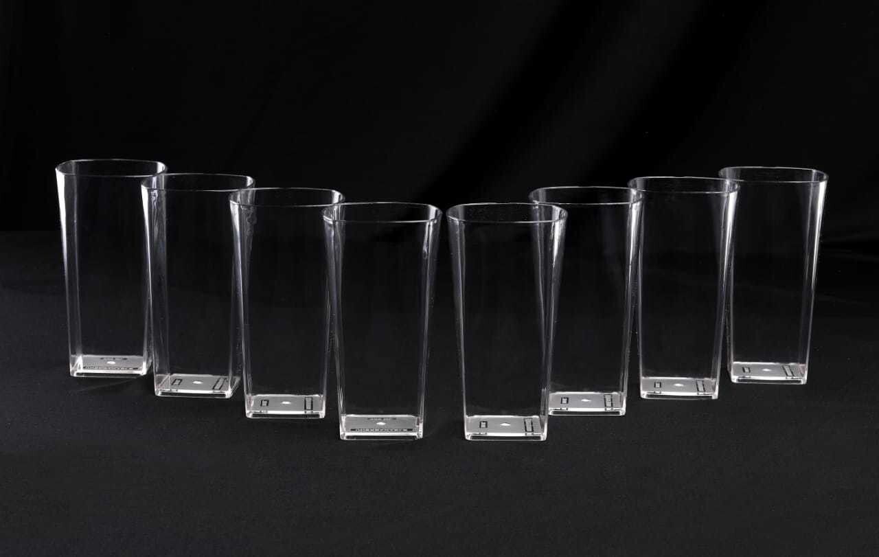 (Pack of 8) 8 Pcs Square White Plastic Glass Glass Set Water/Juice Glass-image-23