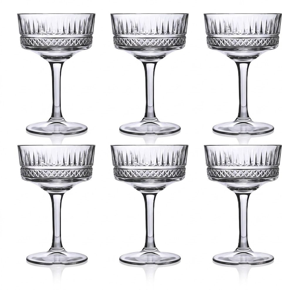 swayam jyoti enterprise (Pack of 6) Vintage Cut Crystal Coupe Cocktail Glasses with Stem - Elegant Drinkware Glass Cocktail Glass-picture-44