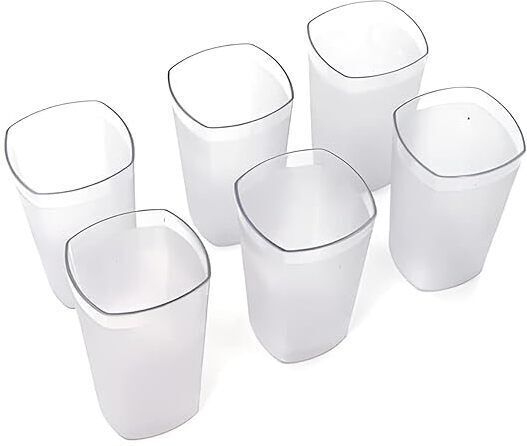 (Pack of 6) Plastic Square Water Unbreakable Plastic Glass Set of 6 Glass Set Water/Juice Glass-image-1