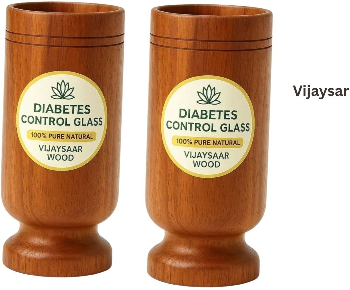 (Pack of 2) Vijaysar Therapy Tumbler | Comfort Plus Vijaysar Wooden Glass Smooth & Easy Glass Water/Juice Glass-image-23