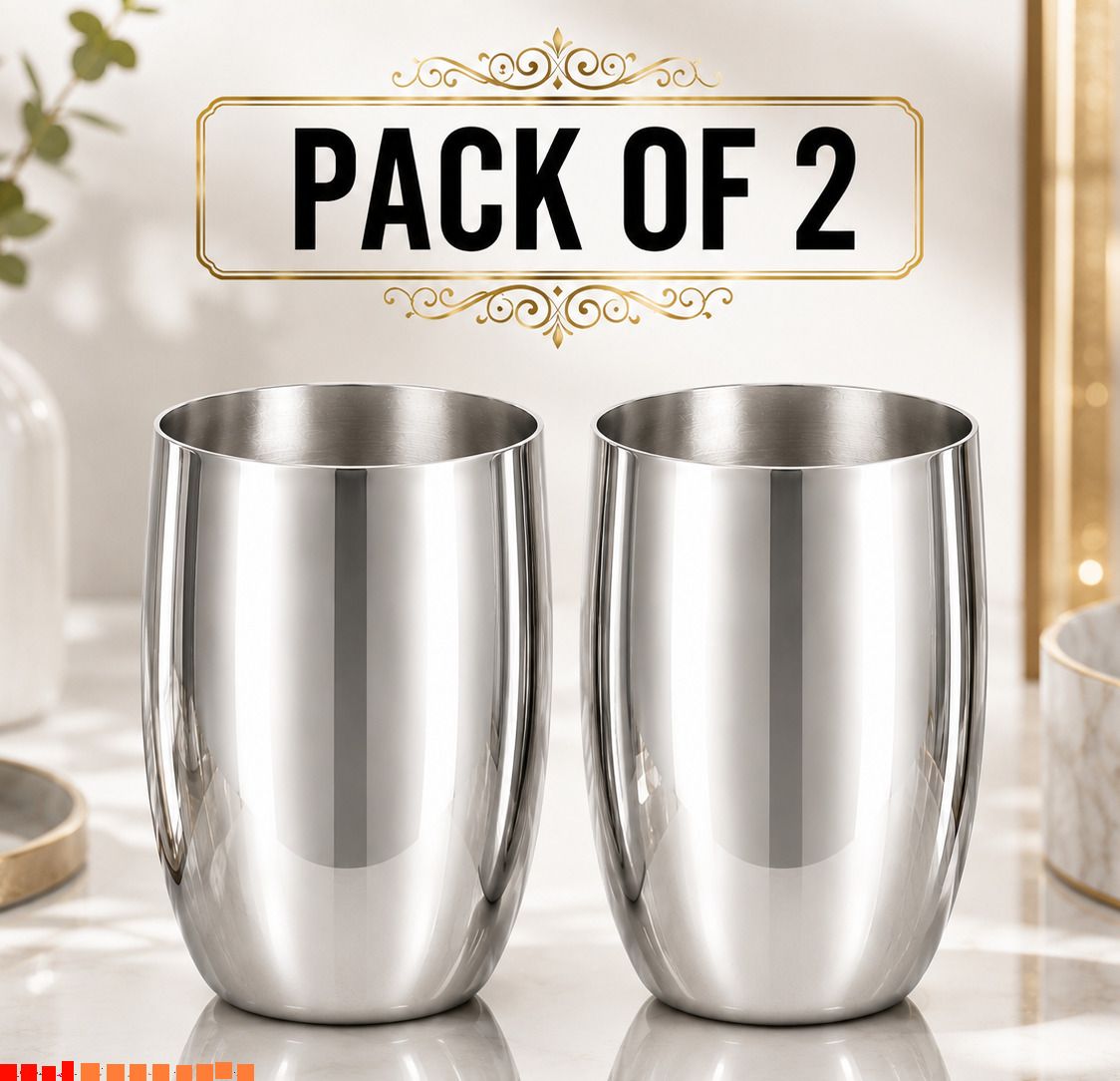 (Pack of 2) Stainless Steel Pack Of 2 Kulhad Glass Drinking Juice, Water & Milk Glass A5 Glass Set Water/Juice Glass-image-33
