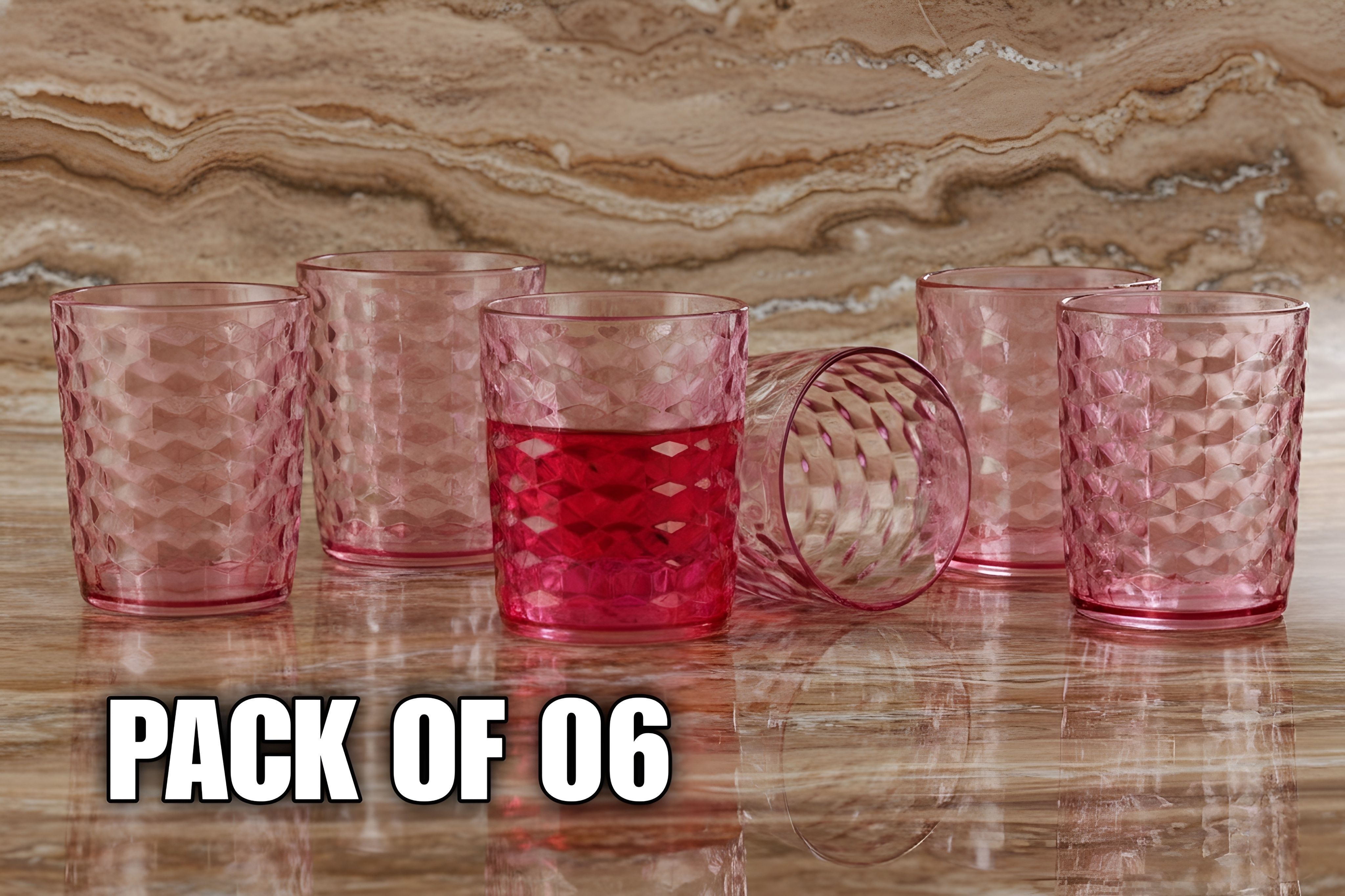 (Pack of 6) Blush Wave Beverage Glass Glass Set Water/Juice Glass-image-47