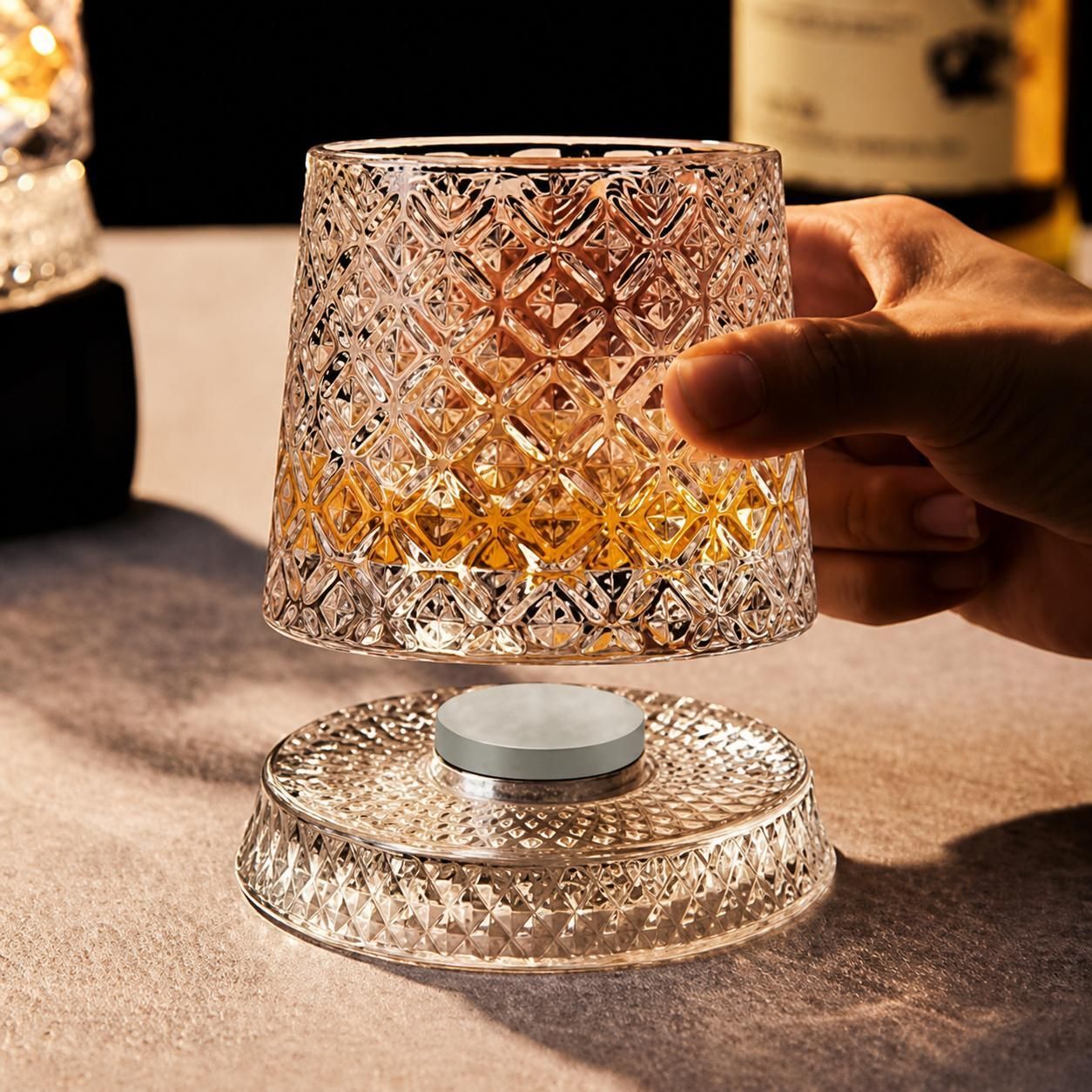 homiora Premium Rotating Whiskey Glass with Glass Coaster Glass Whisky Glass-picture-11