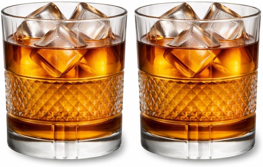 (Pack of 2) Premium Crystal Old Fashioned Whiskey Glasses Set of 2 Bar Glass for Drinking-dr Glass Set Whisky Glass-image-2