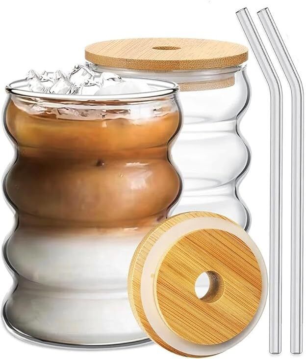 jdnmfashion Cute Bubble Design Iced Tea Glass with Lid (Pack of 1) Glass Tumbler-picture-41