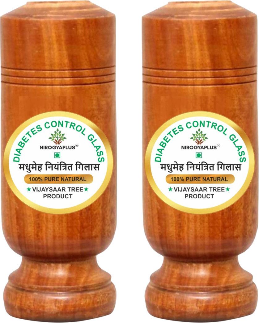 (Pack of 2) Diabetes / Sugar Control Glass 100% Natural Made By Vijaysaar Tree (Pack of 2) Glass Set Water/Juice Glass