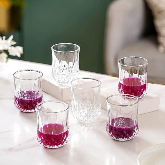 (Pack of 6) Transparent Drinking Bar Glasses for Scotch, Bourbon, Liquor and Cocktail Drinks Glass Set Water/Juice Glass-image-0