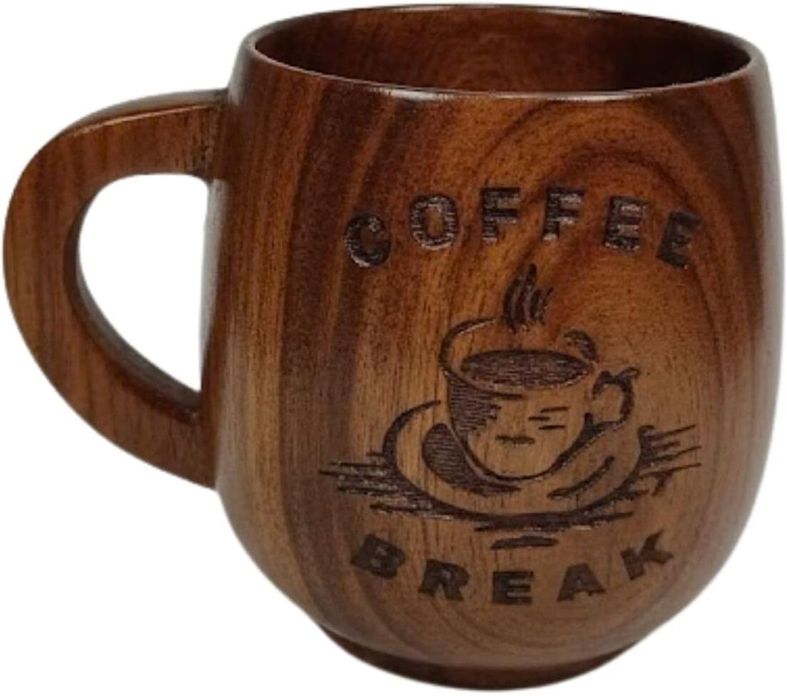 Handmade Wooden Tea & Coffee Mug for Daily Use | Natural Wooden Cup with Handle Glass Water/Juice Glass-image-13