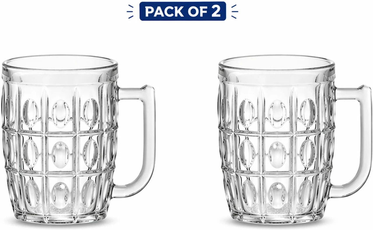 (Pack of 2) Glass Beer Mug Set of 2 | 400 ml Heavy Base Crystal Clear Beer Mug Glass Set Whisky Glass-image-14